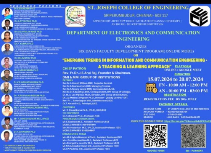 Online Faculty Development Program on Emerging Trends in Information and Communication Engineering - a Teaching & Learning Approach 2024