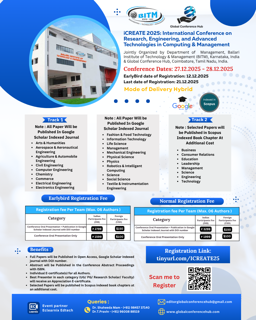 International Conference on Research, Engineering, and Advanced Technologies in Computing and Management iCREATE 2025