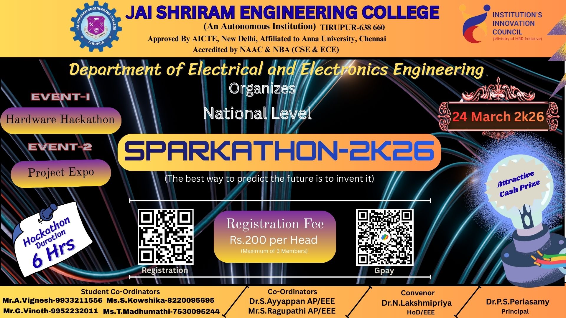 SPARKATHON-2K25 National Level Technical Event Poster 