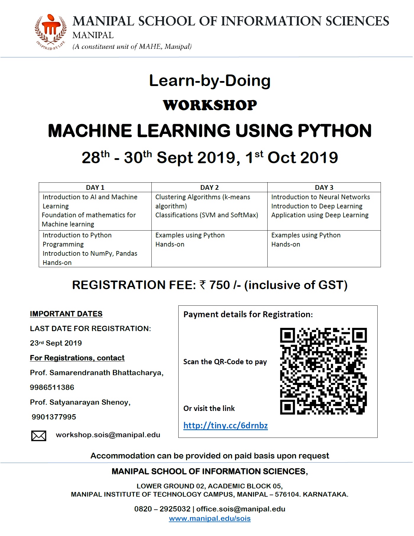 Machine Learning using Python Learn-by-Doing Workshop 2019, School of ...
