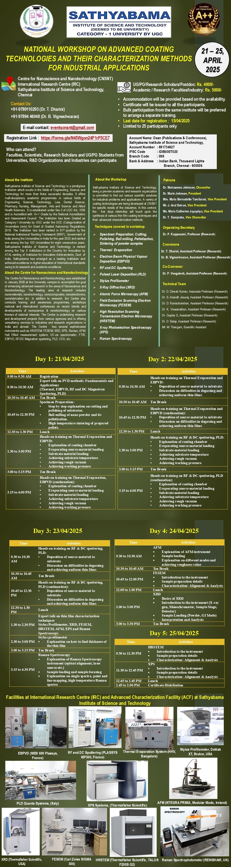 National Workshop on Advanced Coating Technologies and their Characterization Methods for Industrial Applications 2025