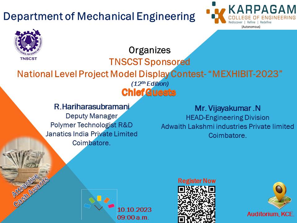 TNSCST Sponsored National Level Project Model Display Contest MEXHIBIT-2023