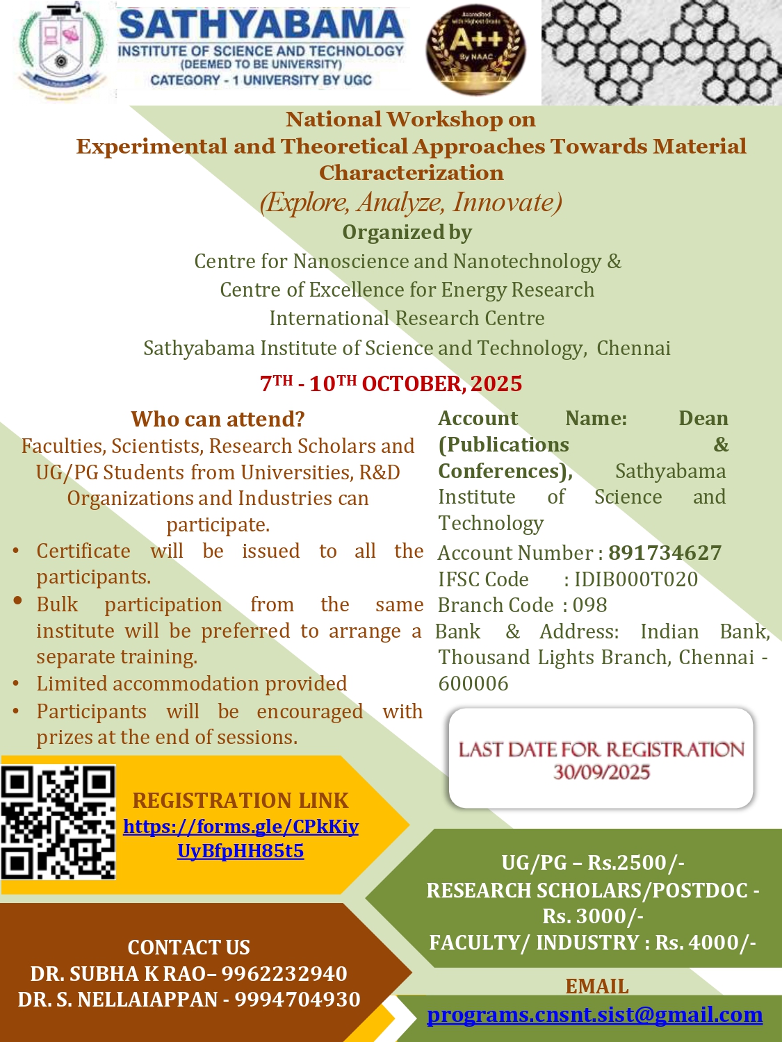 National Workshop on Experimental and Theoretical Approaches Towards Material Characterization