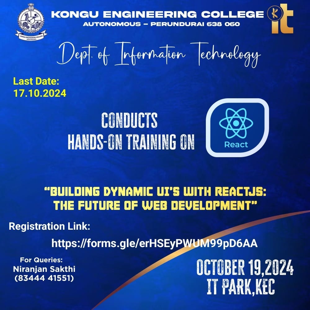 Hands-on Training On “Building Dynamic UIs with React.js: The future of Web Developement” 2024