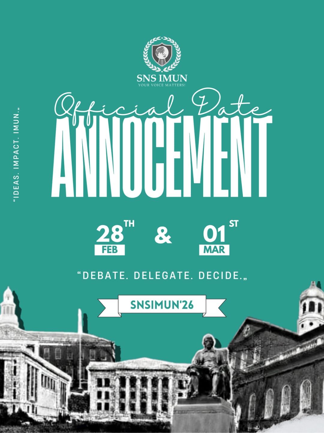 SNSIMUN'26 Model United Nations Poster 