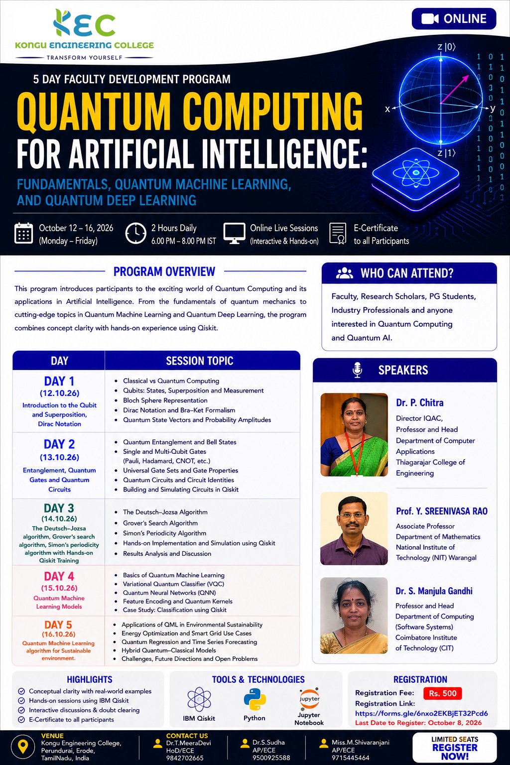 5 day Online FDP on Quantum Computing for Artificial Intelligence: Fundamentals, Quantum Machine Learning and Quantum Deep Learning 2026