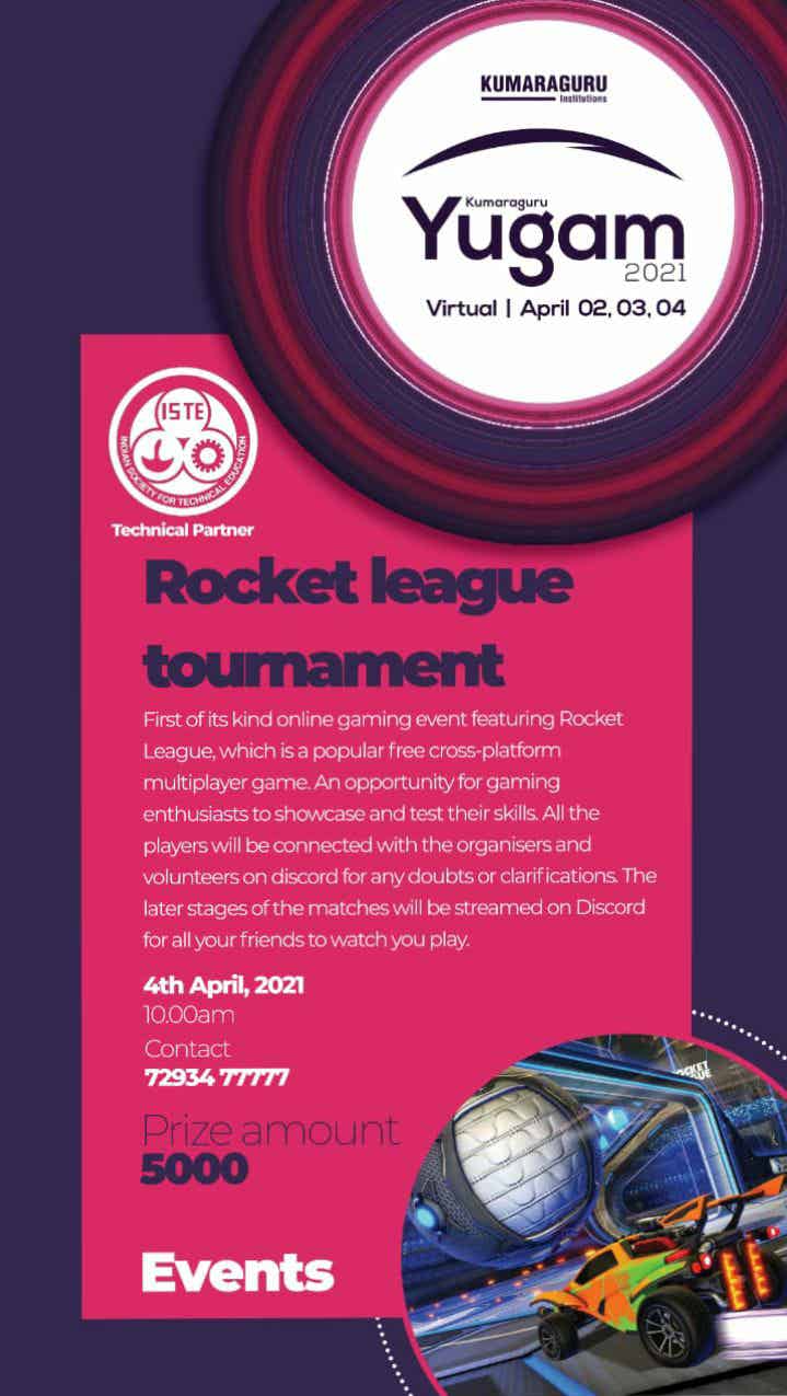 Yugam 2021 Rocket League tournament 2021, Kumaraguru College of Technology, Technical Event, Coimbatore