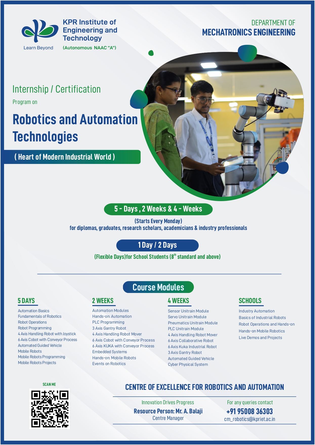 Workshop cum Industry Certification course on Robotics and Automation Technologies 2024