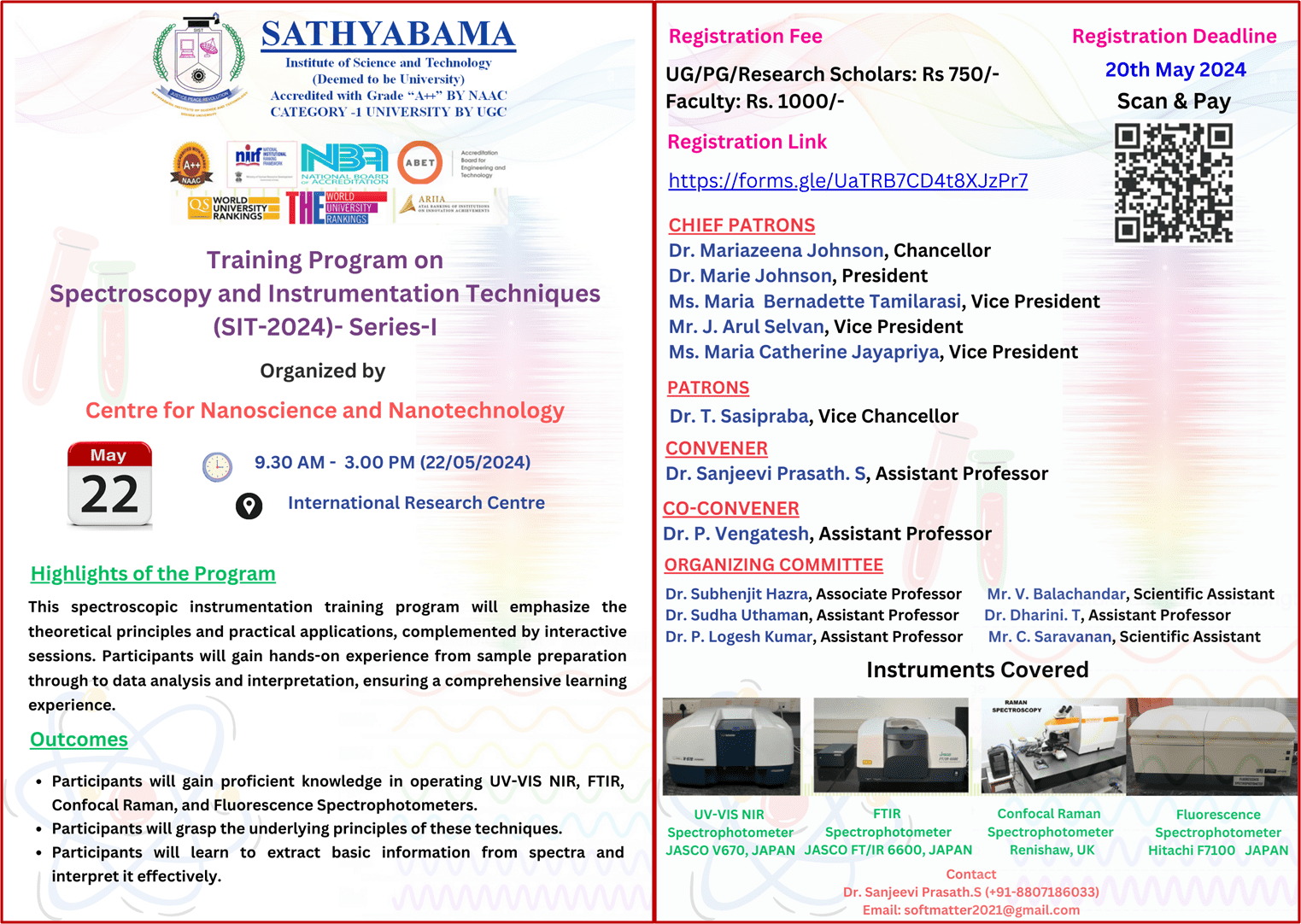 Training Program on Spectroscopy and Instrumentation Techniques SIT-2024