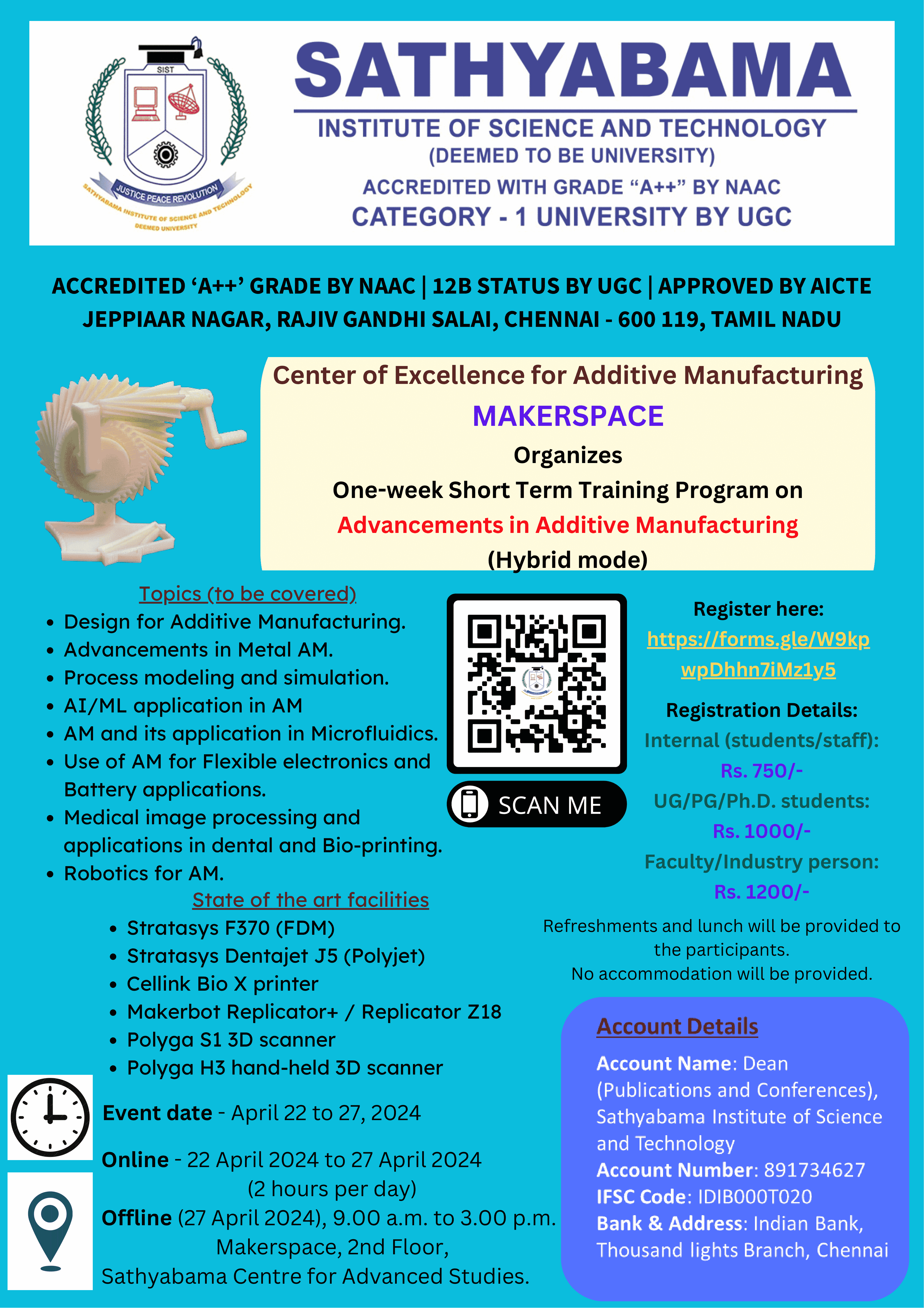 One week Short Term Training Program on Advancements in Additive Manufacturing 2024