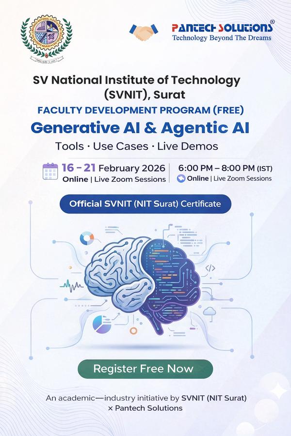NIT Surat - FDP on Generative & Agentic AI 2026 Faculty Development Program Poster 
