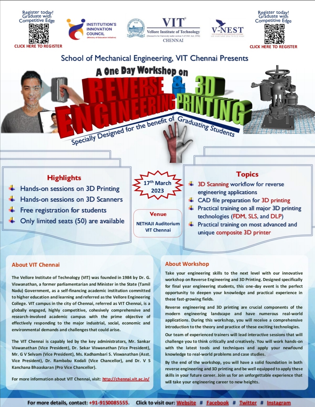 One Day Workshop on Additive Manufacturing and Reverse Engineering 2023