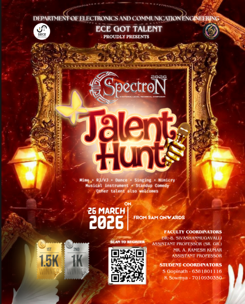 Spectron 2026 - Talent Hut National Level Technical Symposium Poster 