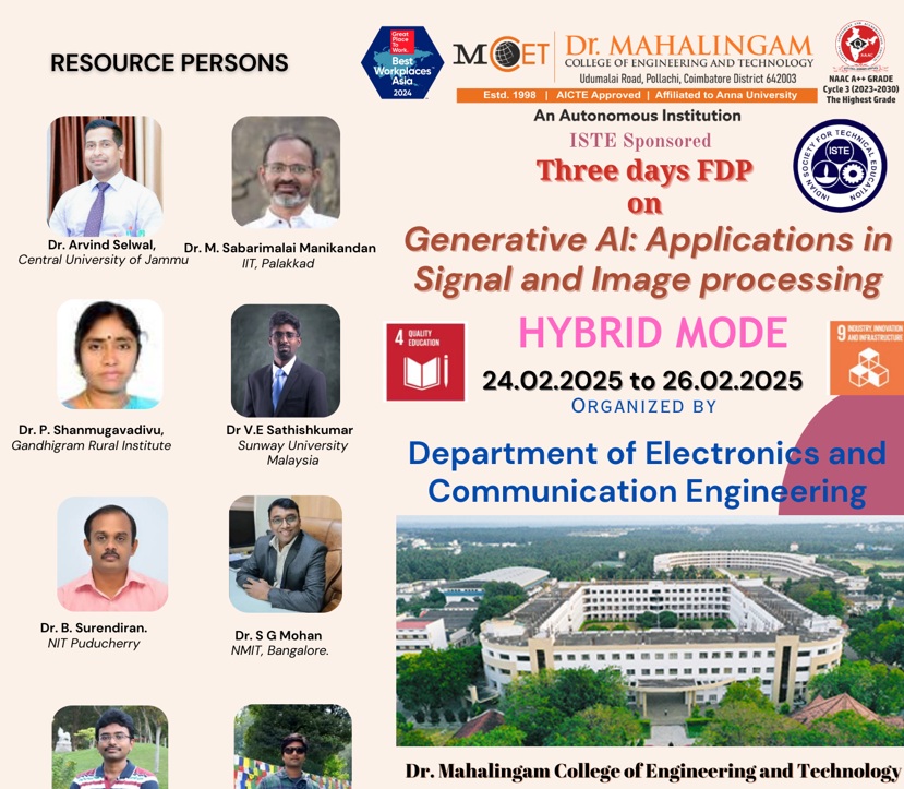Three days FDP on Generative AI: Applications in Signal and Image processing 2025