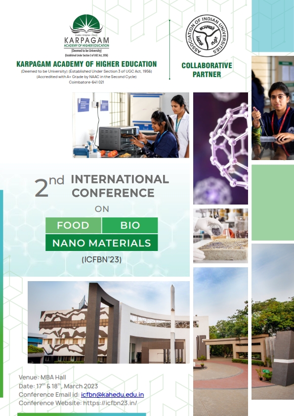 International Conference on FOOD, BIO AND NANOMATERIALS ICFBN 2023
