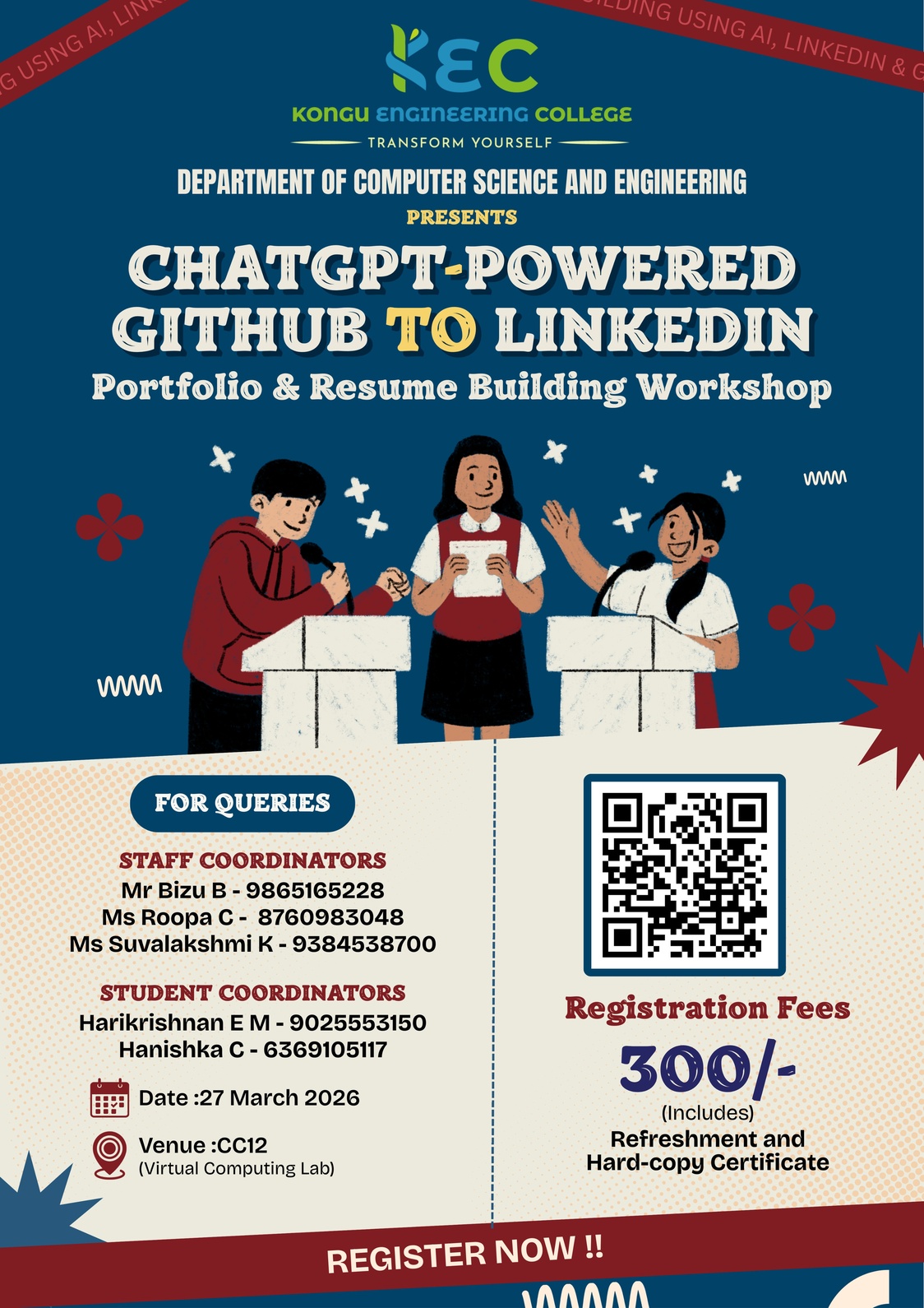 CHATGPT-POWERED GITHUB TO LINKEDIN- Portfolio & Resume Building Workshop 2026 Workshop Poster 