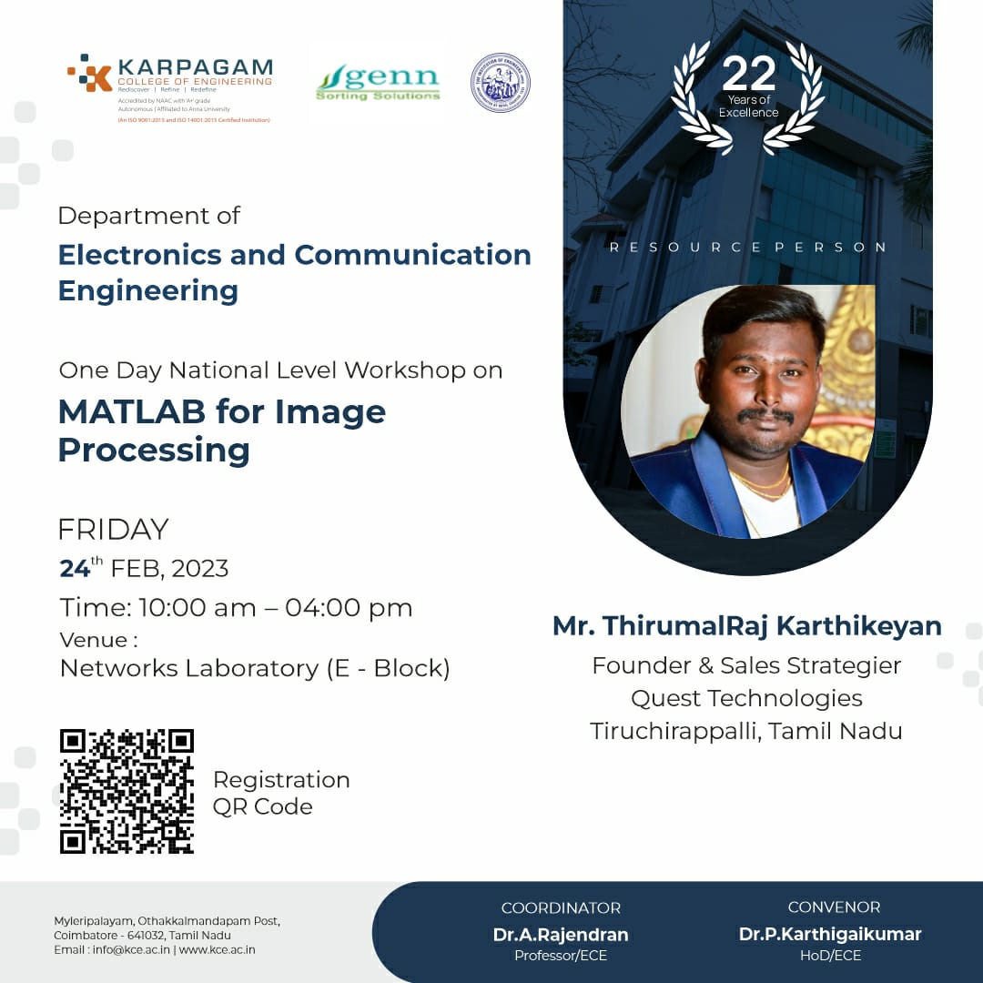 One day National Level Workshop on MATLAB for Image Processing 2023 ...