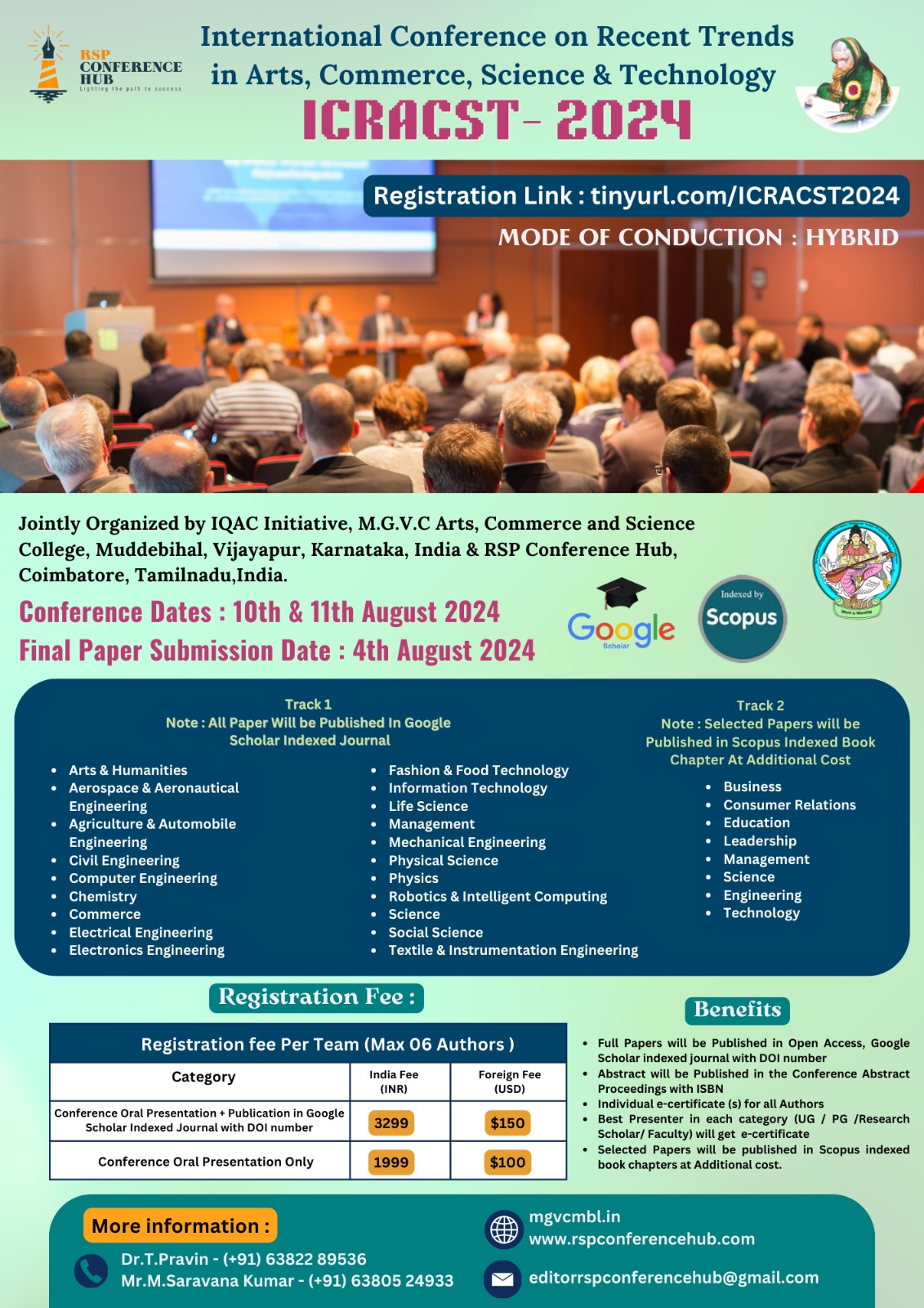 International Conference on Recent Trends in Arts, Commerce, Science & Humanities ICRACST- 2024