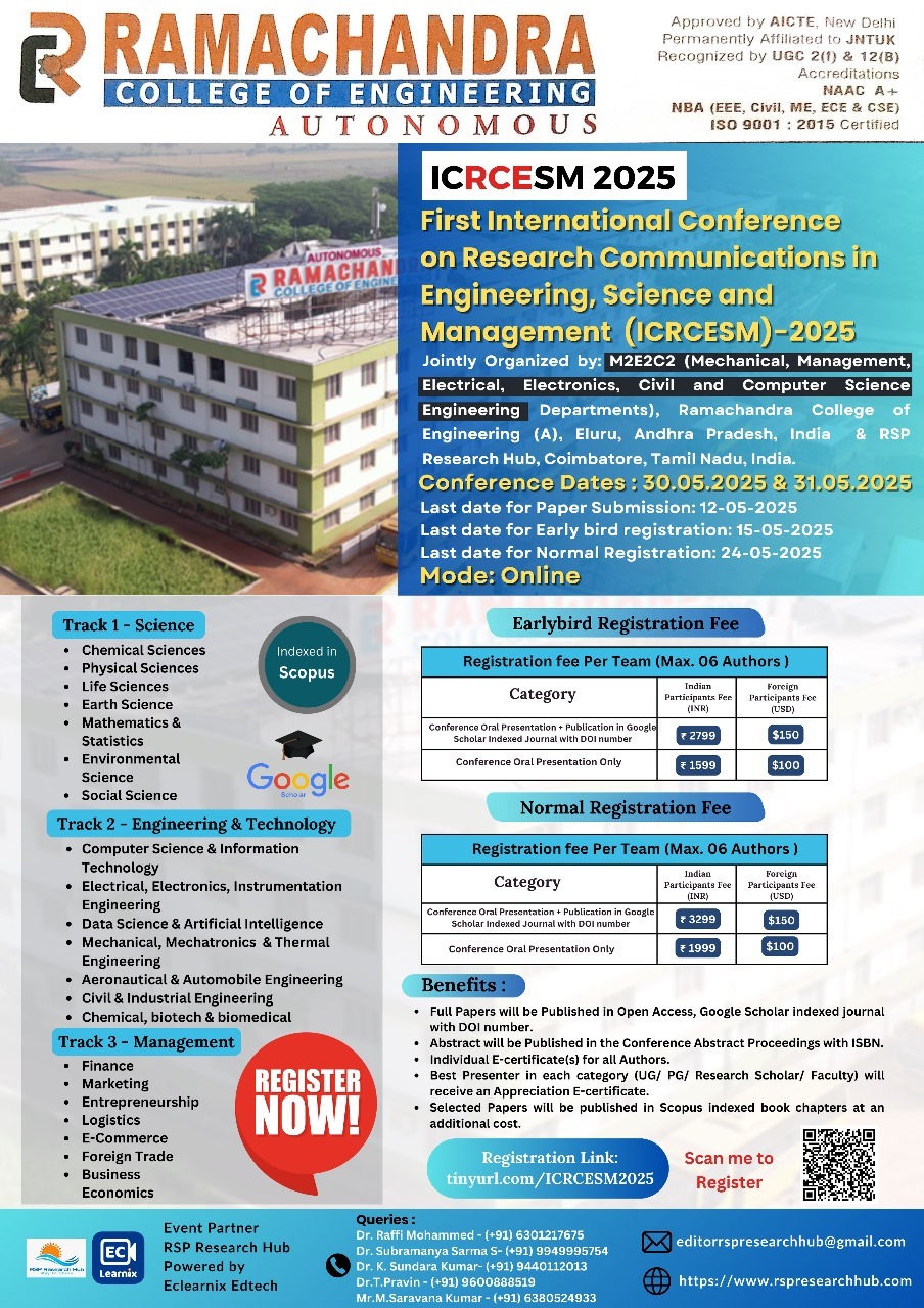 First International Conference on Research Communications in Engineering, Science and Management ICRCESM - 2025