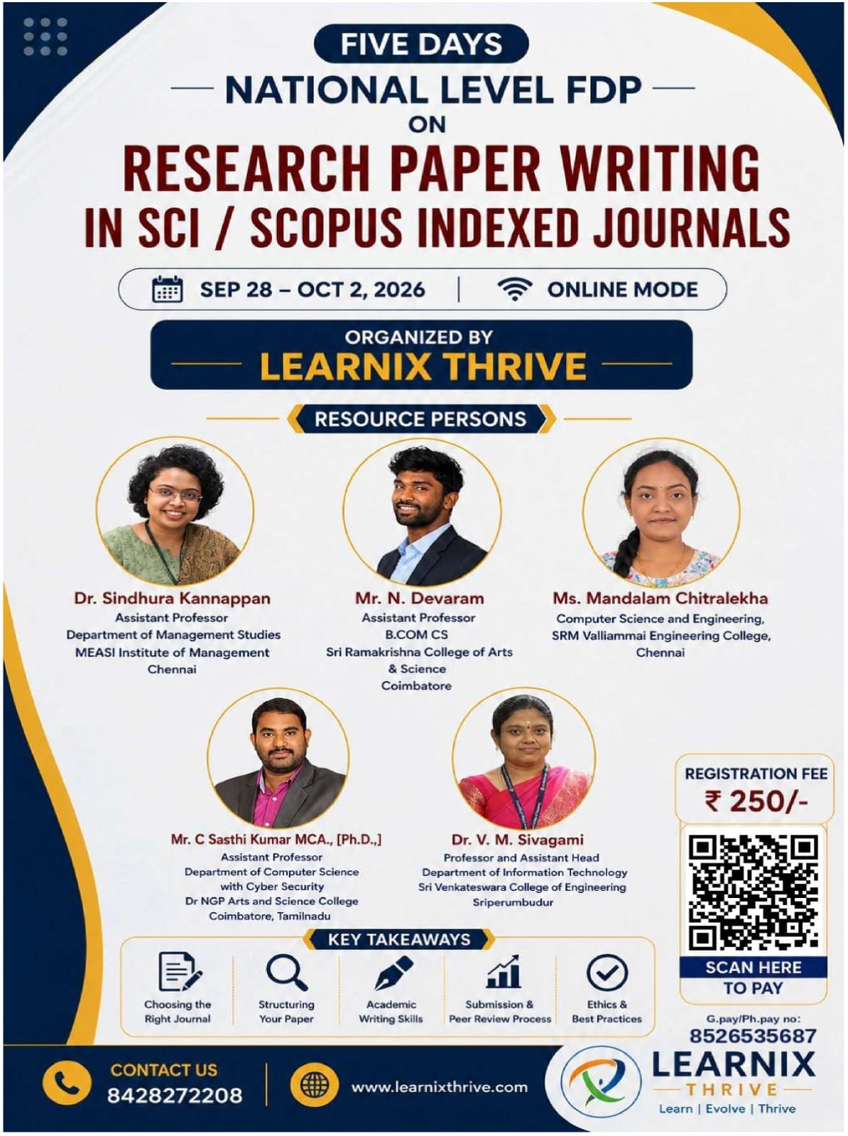Five Days National Level FDP on Research Paper Writing and Publishing in SCI/Scopus Indexed Journals 2026