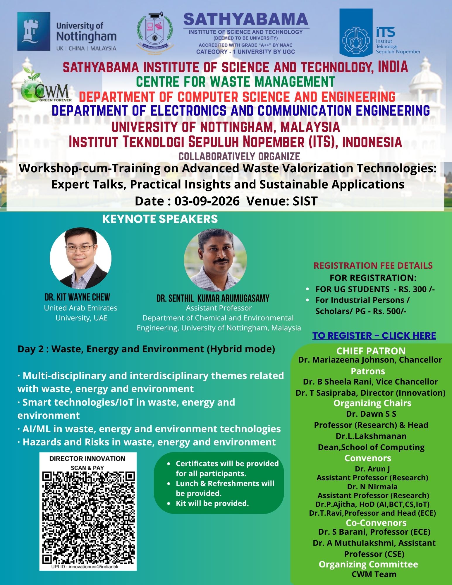 Workshop-cum-Training on Advanced Waste Valorization Technologies: Expert Talks, Practical Insights and Sustainable Applications 2026