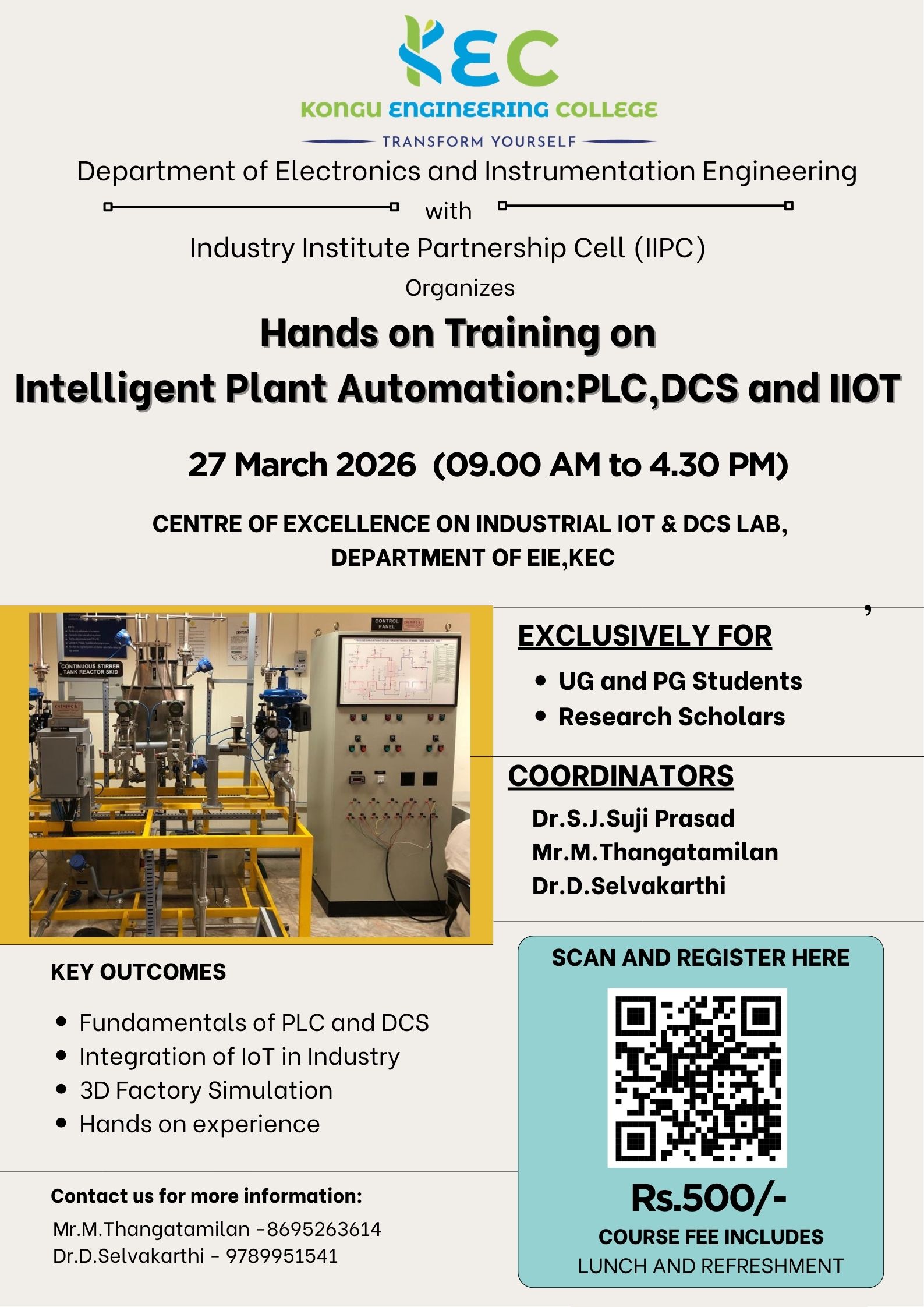 One Day Workshop on Intelligent Plant Automation: PLC, DCS and IIoT 2026