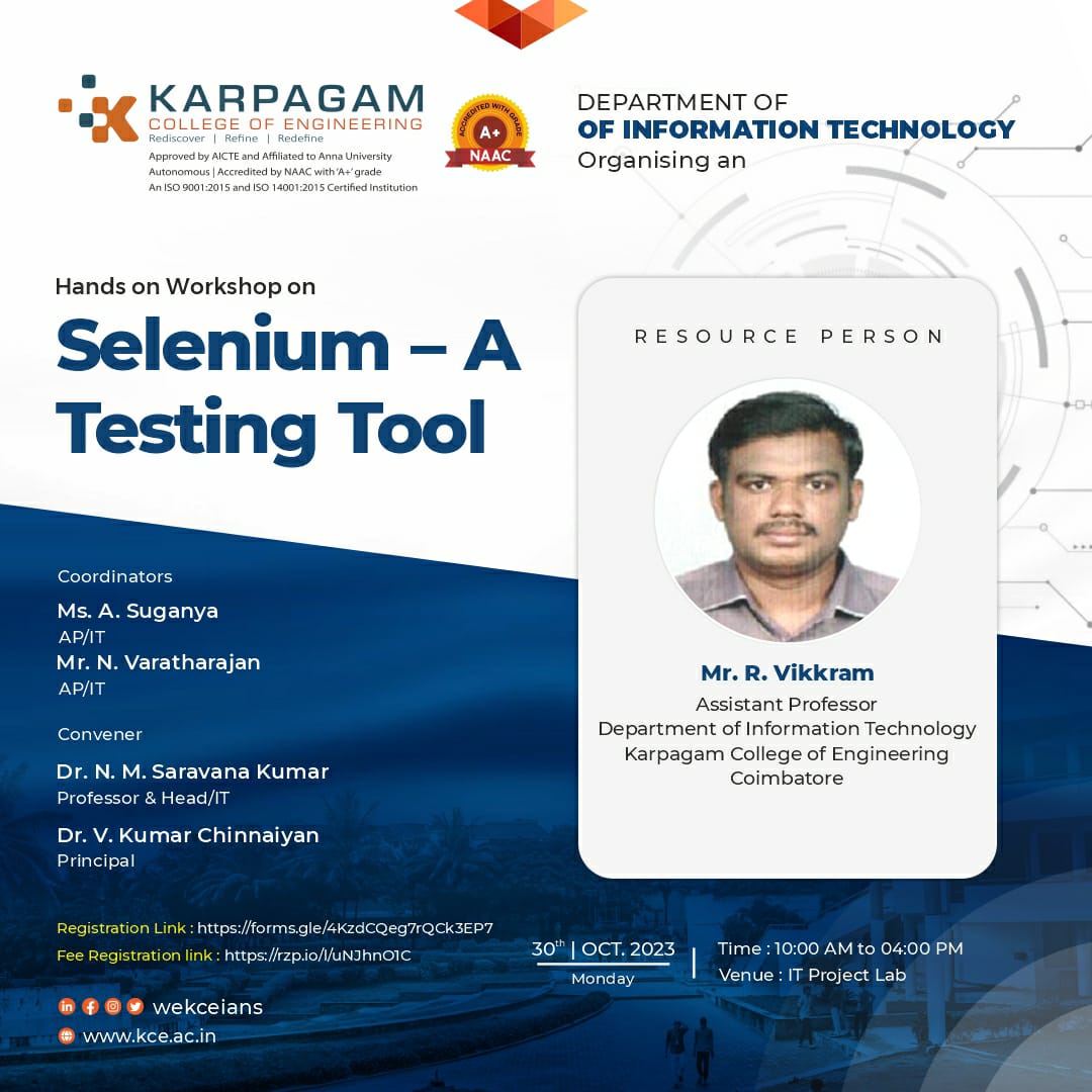 Hands on Workshop on Selenium Testing Tool 2023