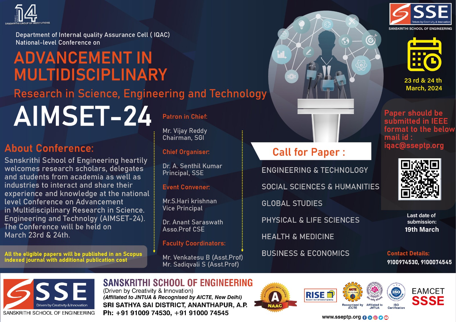 National Conference on Advancement in Multidisciplinary Research in Science, Engineering and Technology 2024