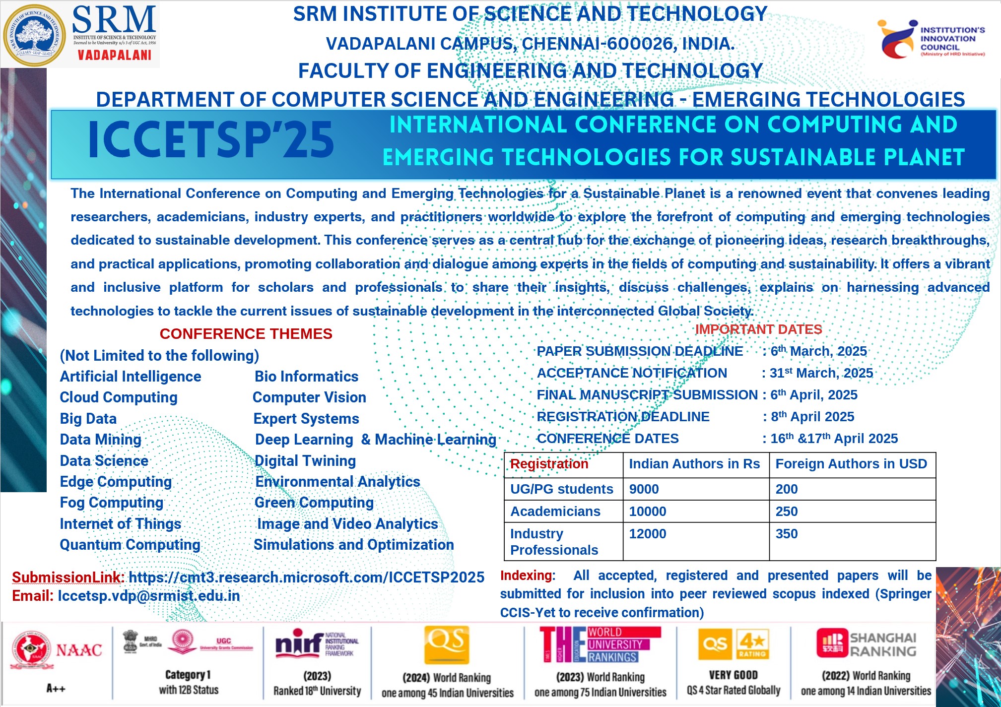 International Conference on Computing and Emerging Technologies for Sustainable Planet (ICCETSP 2025)