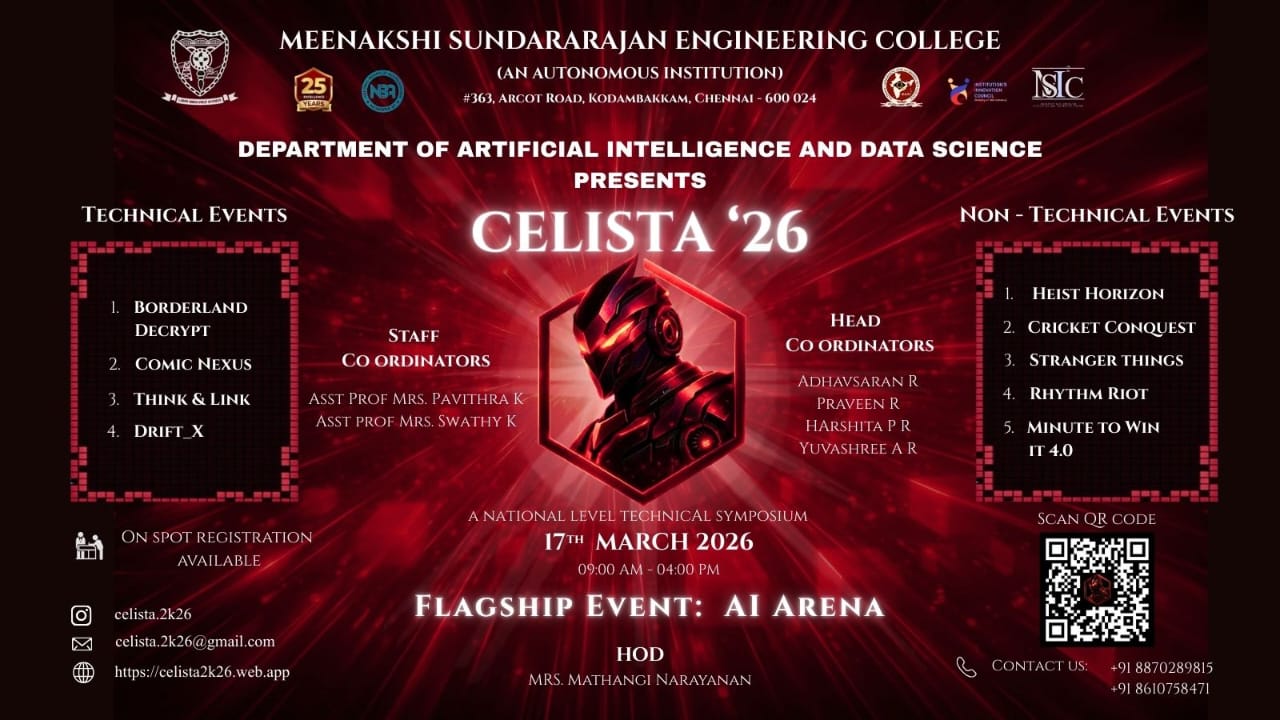 Celista '26 National Level Technical Symposium Poster 