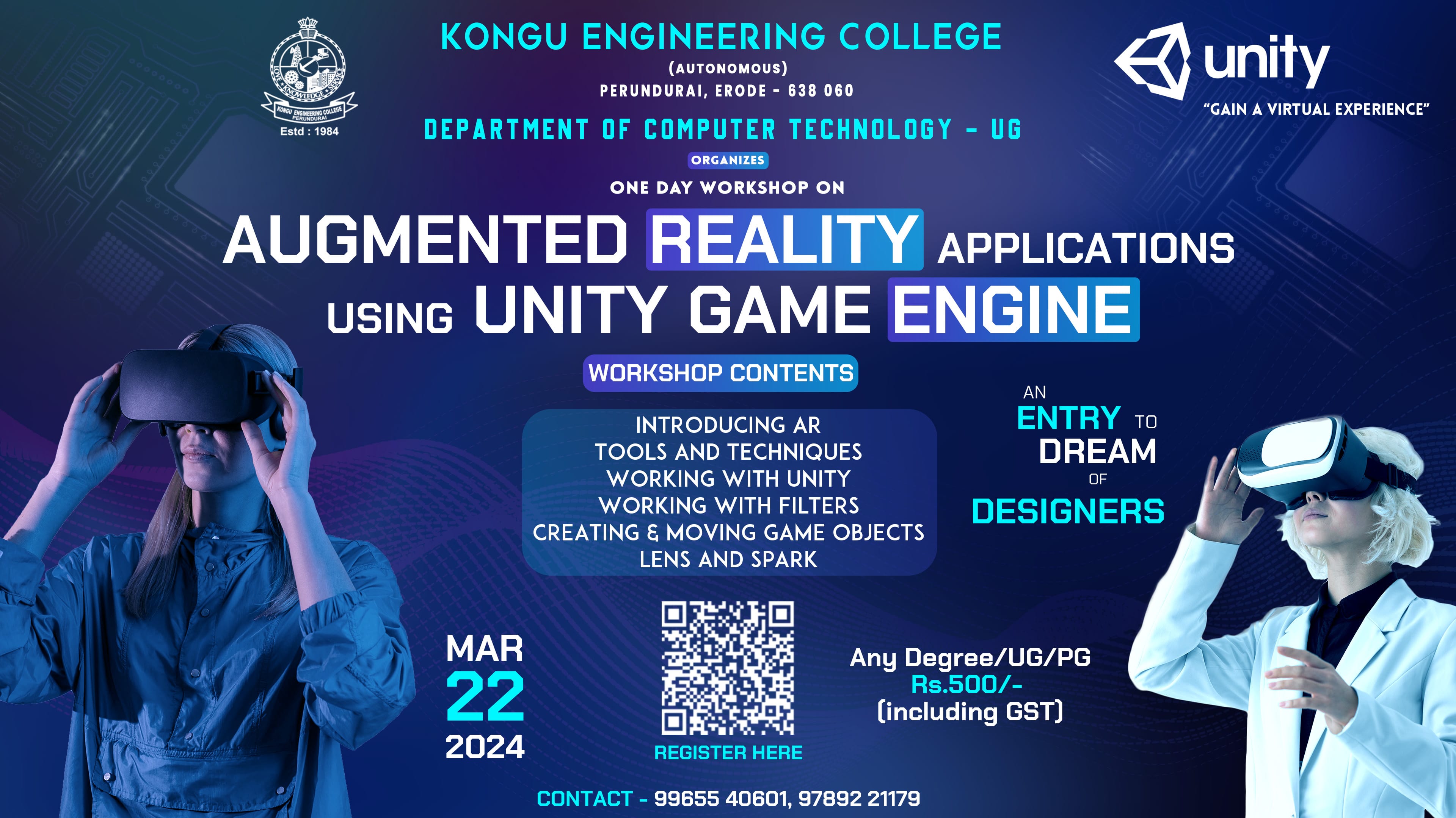 One day workshop on Augmented Reality applications using Unity Game Engine 2024