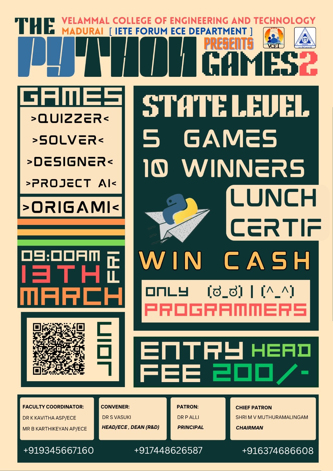 The Python Games 2 [2026] State-level Technical Fest Poster 