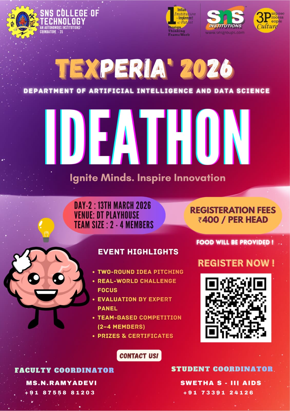 Agentic AI Ideathon – TEXPERIA 2026 Ideathon Poster 