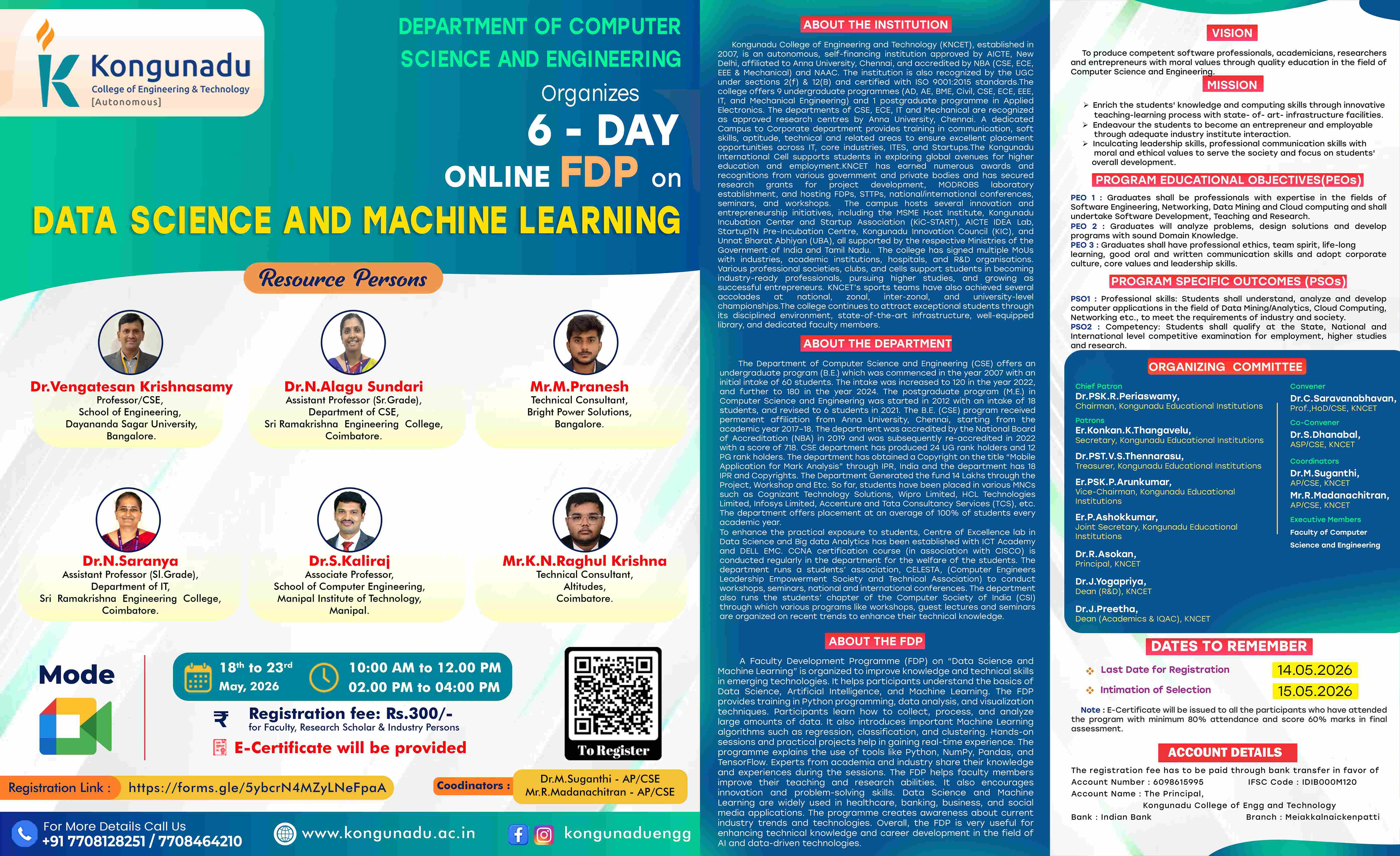 Online FDP on Data Science and Machine Learning 2026 Faculty Development Program Poster 