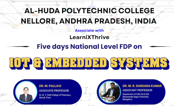 Five Days National Level Online FDP on IoT and Embedded Systems with Practical Explanations 2026 online Poster