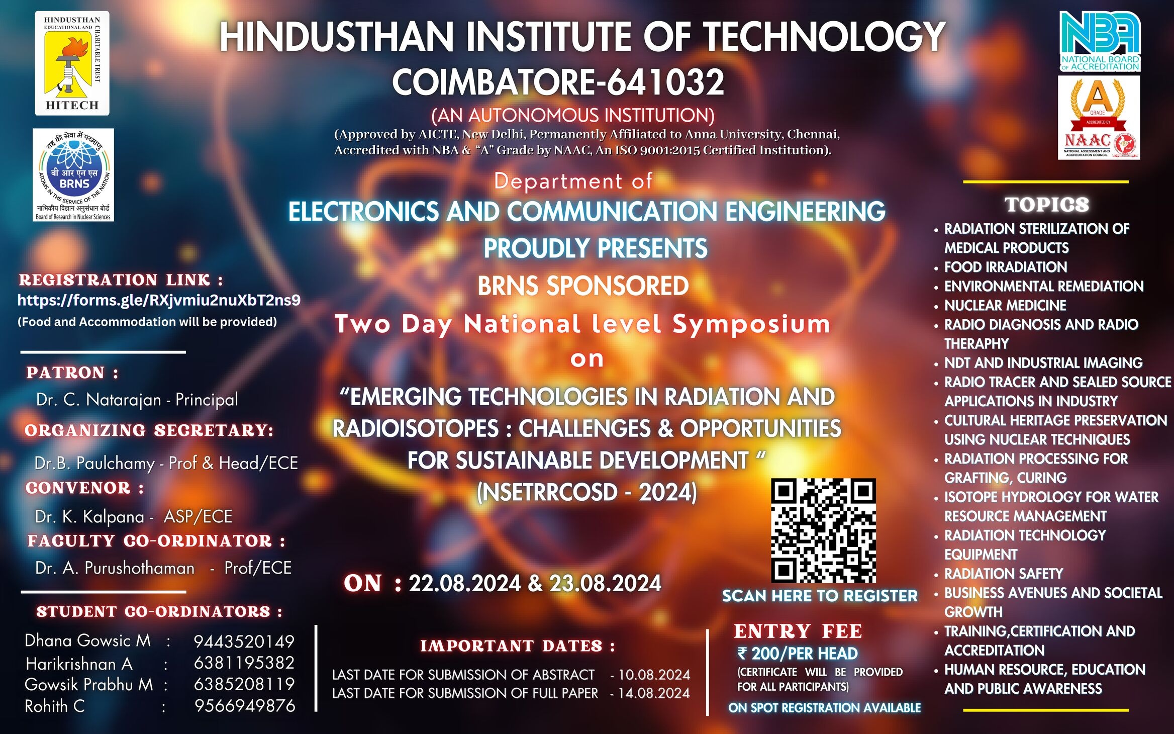 Two Days National Level Symposium On "Emerging Technologies in Radiation and Radioisotopes: Challenges & Opportunities for Sustainable Development" 2024