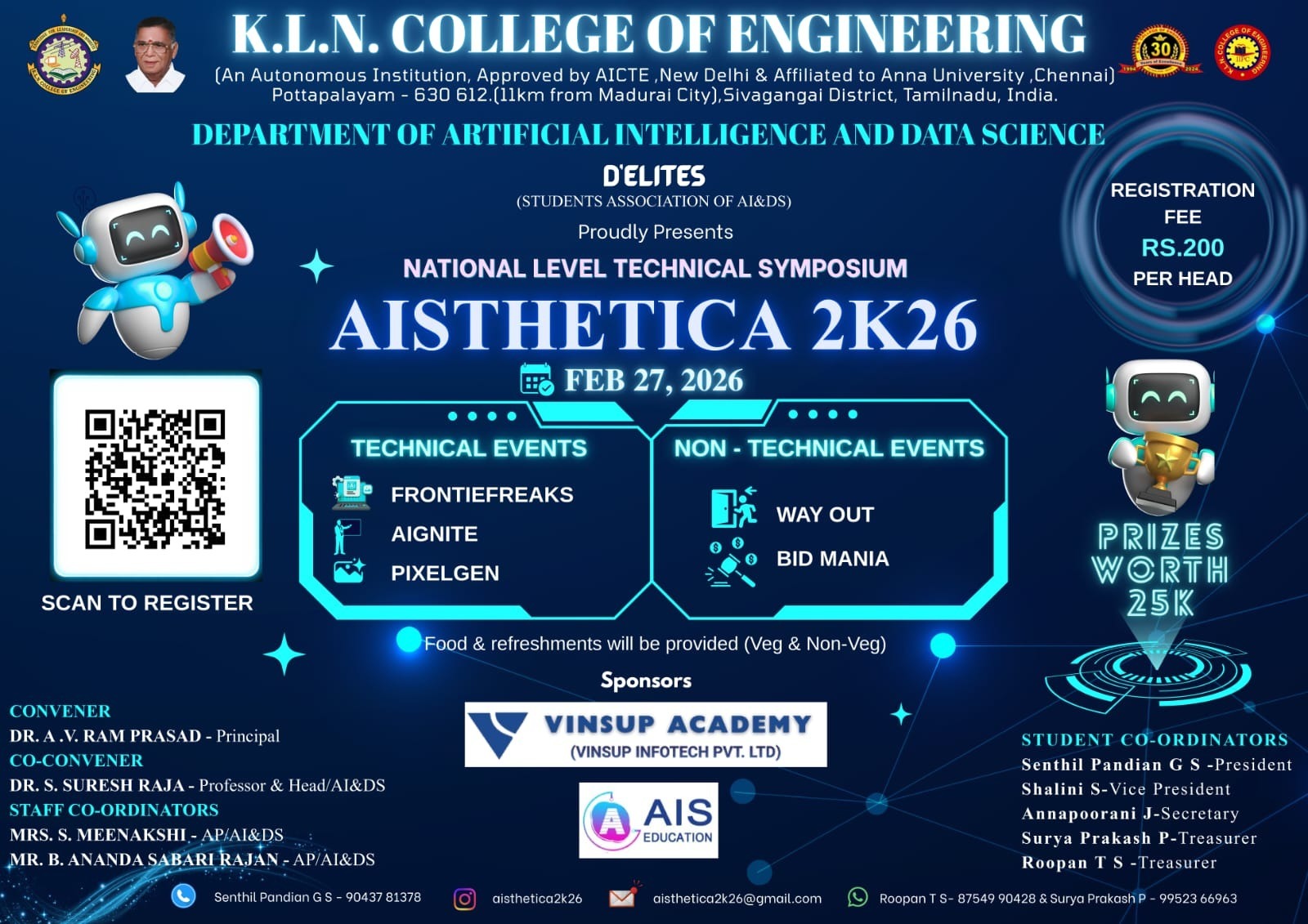 AISTHETICA 2K26 National Level Technical Symposium Poster 