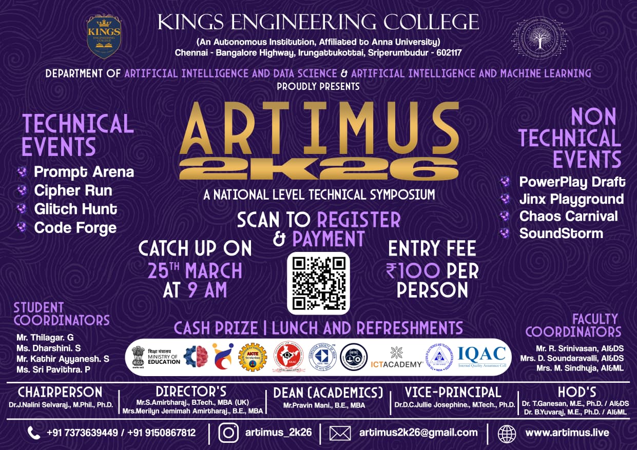 ARTIMUS 2K26 National Level Student Symposium Poster 