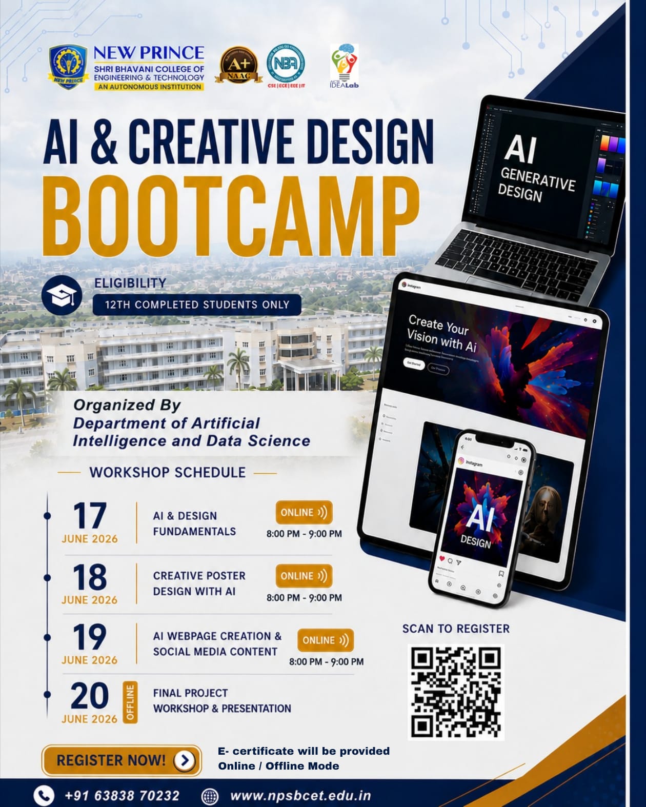 Four Days Workshop on AI & Creative Design Bootcamp 2026 Workshop Poster 