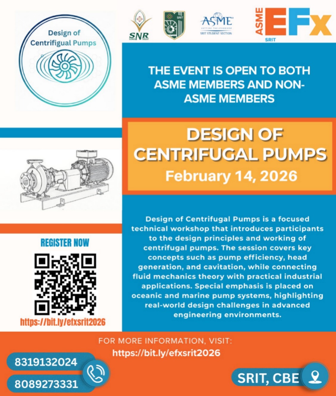 ASME EFx SRIT: Design of Centrifugal Pumps 2026 Seminar Poster 