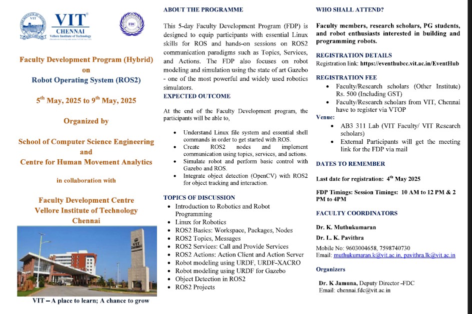 Faculty Development Program (Hybrid) on Robot Operating System (ROS2)