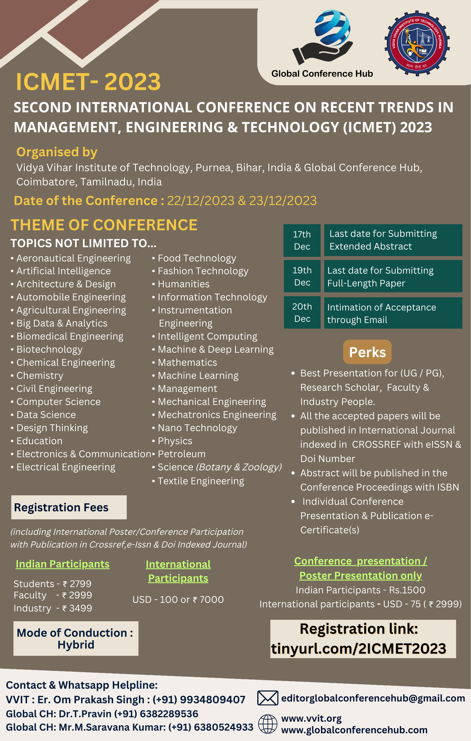 Second International Conference on recent trends in Management, Engineering and Technology ICMET 2023