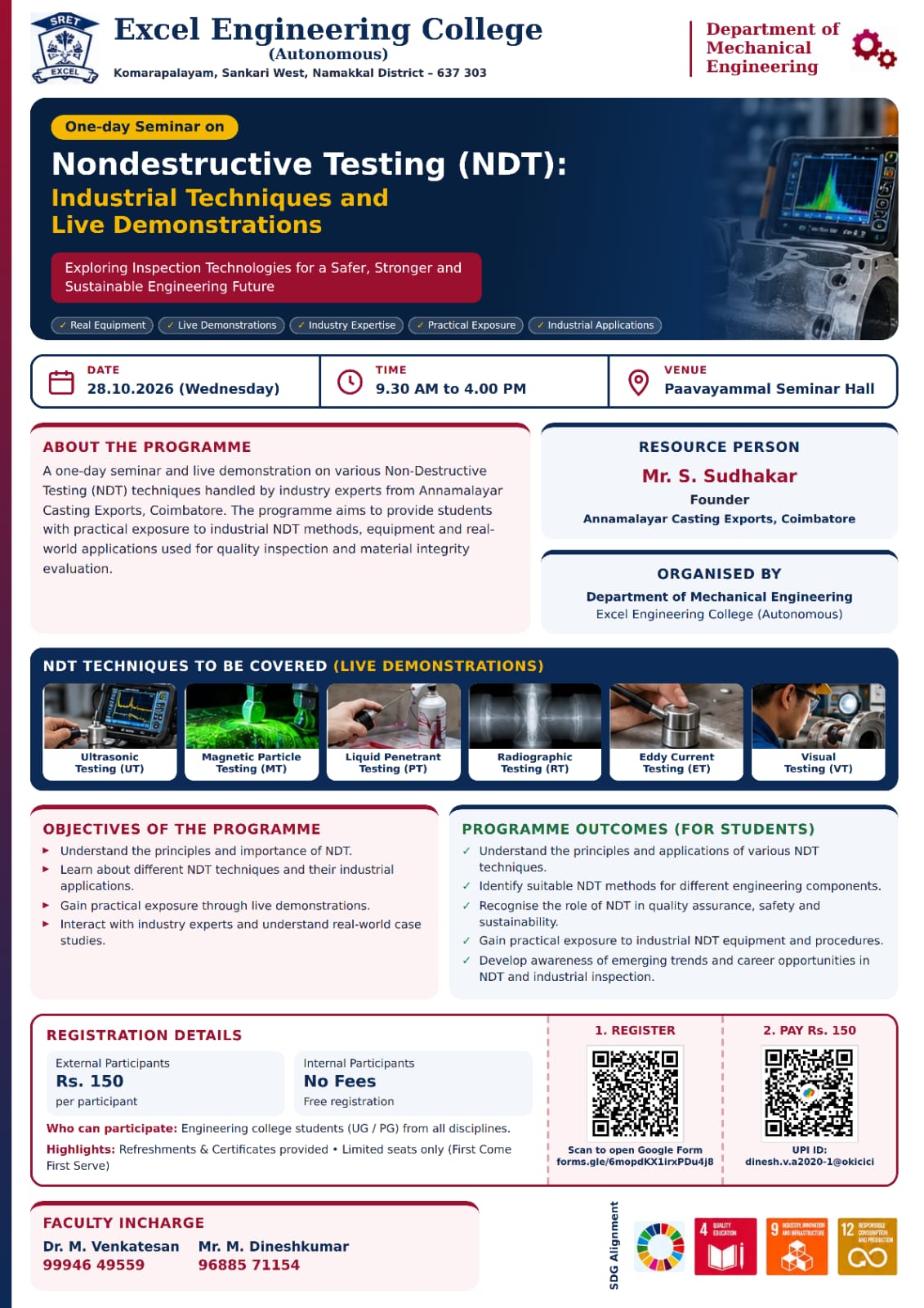 One-Day Seminar on Nondestructive Testing (NDT): Industrial Techniques and Live Demonstrations 2026