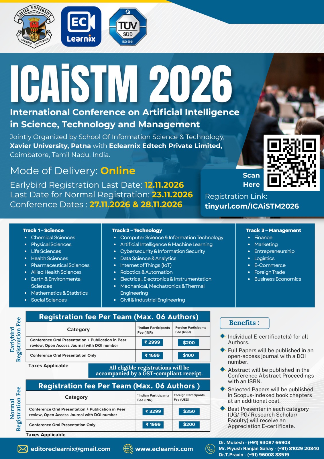 International Conference on Artificial Intelligence in Science, Technology and Management 2026