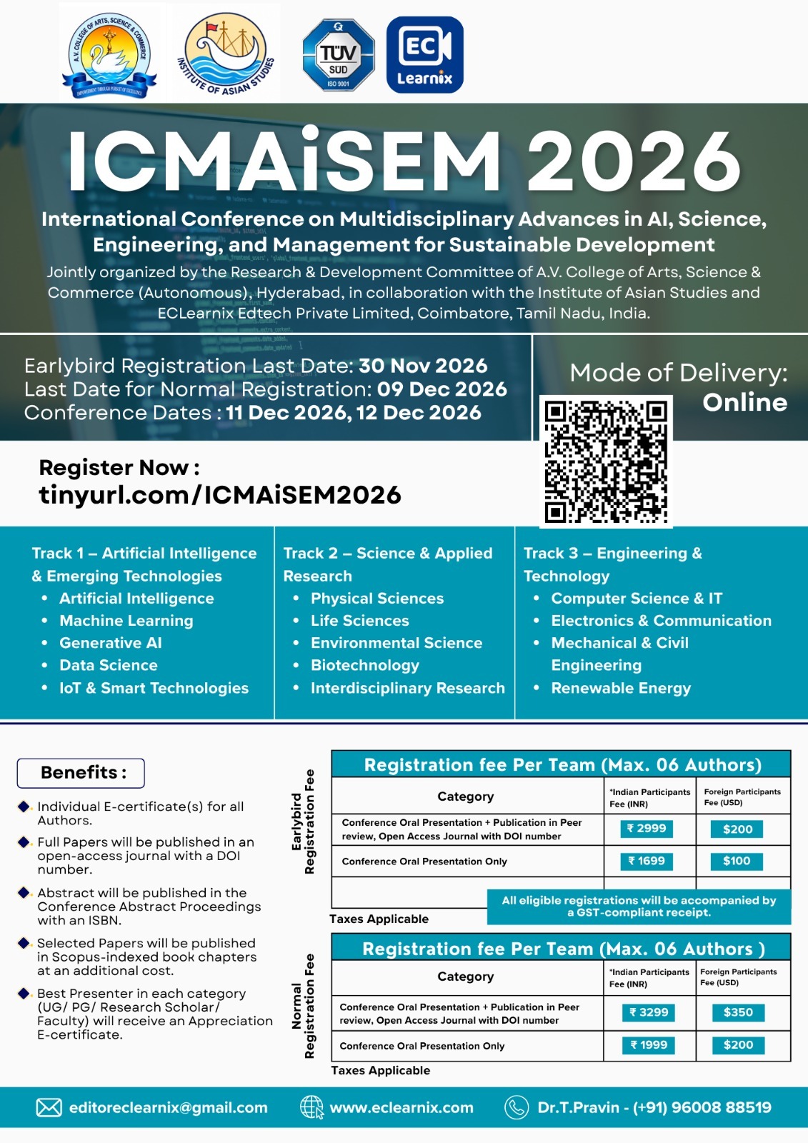 International Conference on Multidisciplinary Advances in AI, Science, Engineering, and Management for Sustainable Development (ICMAiSEM 2026)